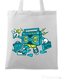 Sacosa din panza Boombox Alb