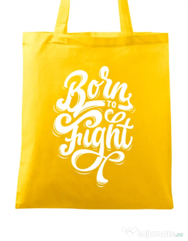 Sacosa din panza Born To Fight Galben