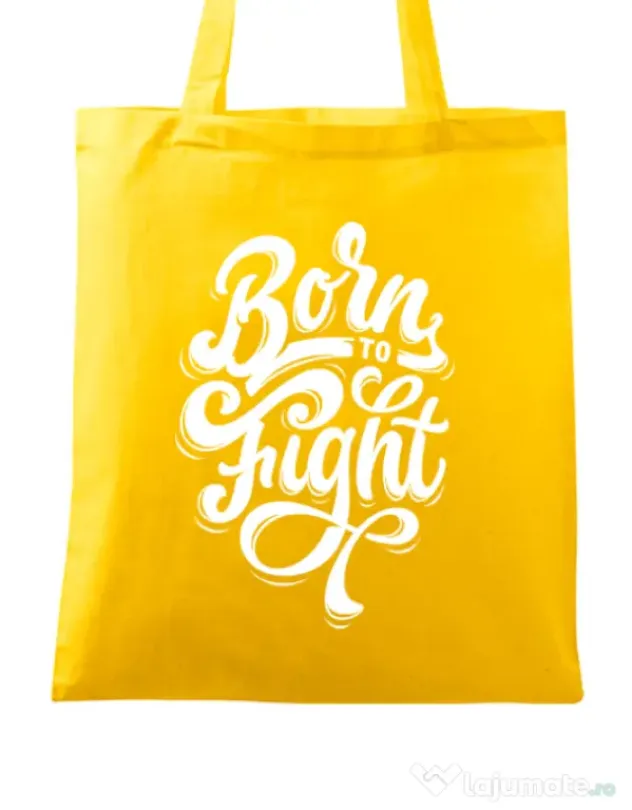 Sacosa din panza Born To Fight Galben