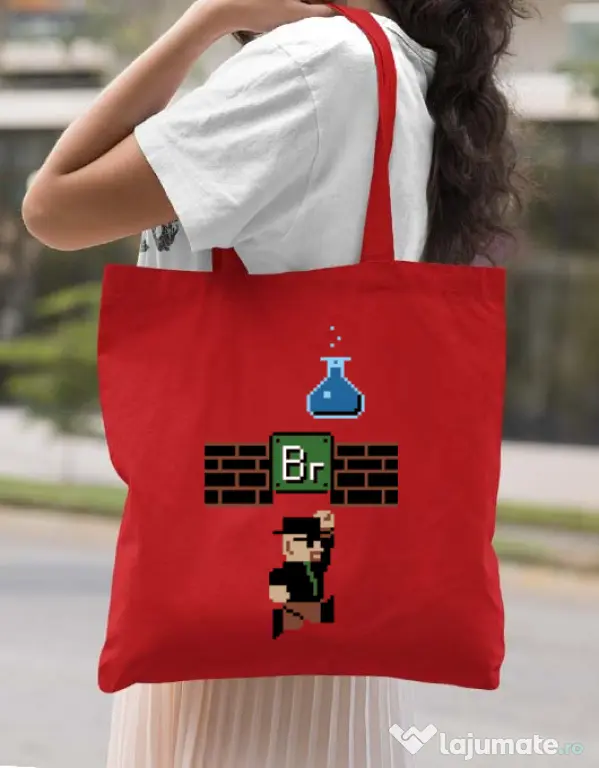 Sacosa din panza Breaking Mario Rosu