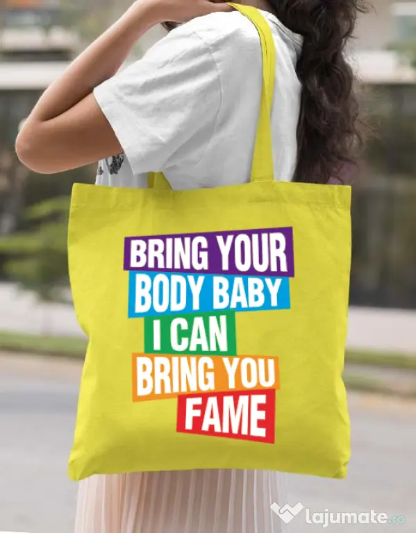 Sacosa din panza Bring your body Galben