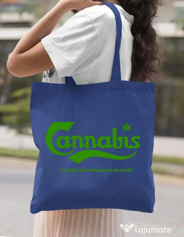 Sacosa din panza Cannabis Albastru regal