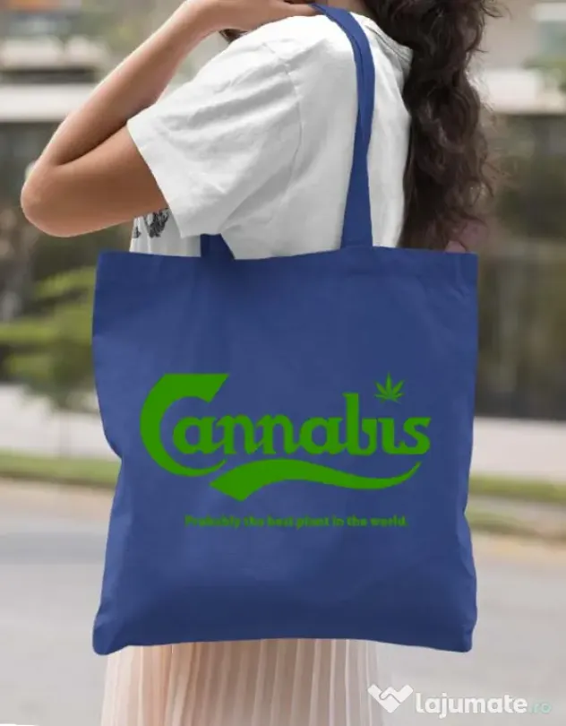 Sacosa din panza Cannabis Albastru regal