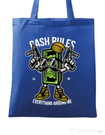 Sacosa din panza Cash rules Albastru regal