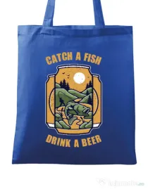 Sacosa din panza Catch a fish Albastru regal