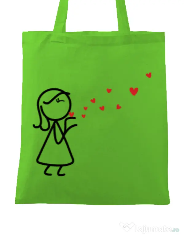 Sacosa din panza Catching love 2 Verde mar