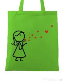 Sacosa din panza Catching love 2 Verde mar