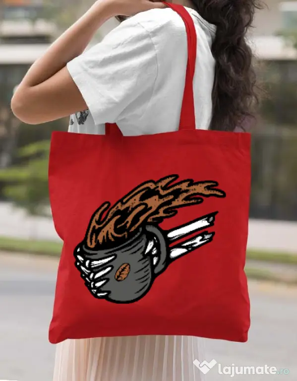 Sacosa din panza Coffee First Rosu