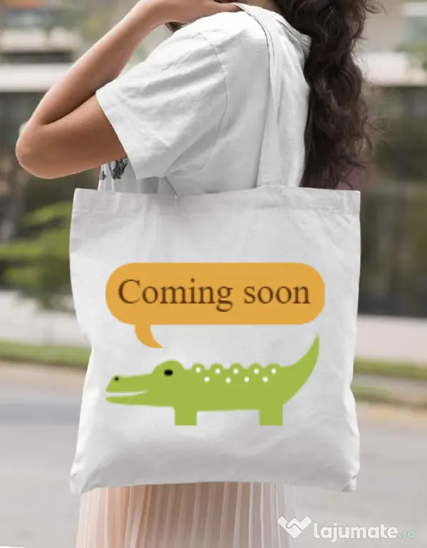 Sacosa din panza Coming soon Alb