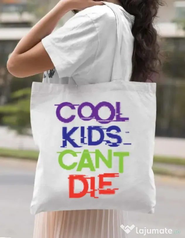 Sacosa din panza Cool kids Alb