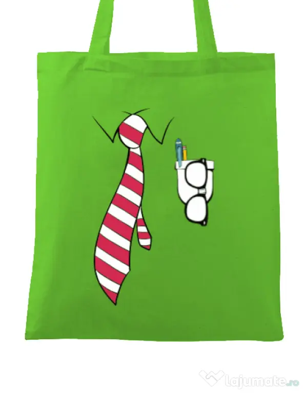 Sacosa din panza Cool nerd Verde mar