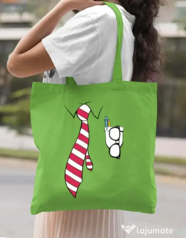 Sacosa din panza Cool nerd Verde mar