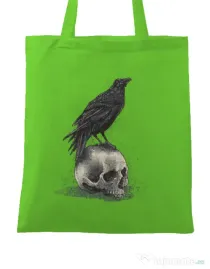 Sacosa din panza Crow skull Verde mar