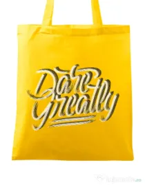 Sacosa din panza Dare Greatly Galben