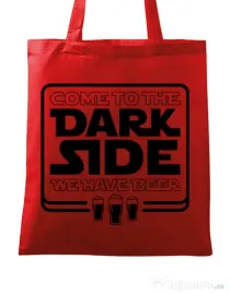 Sacosa din panza Dark side with beer Rosu