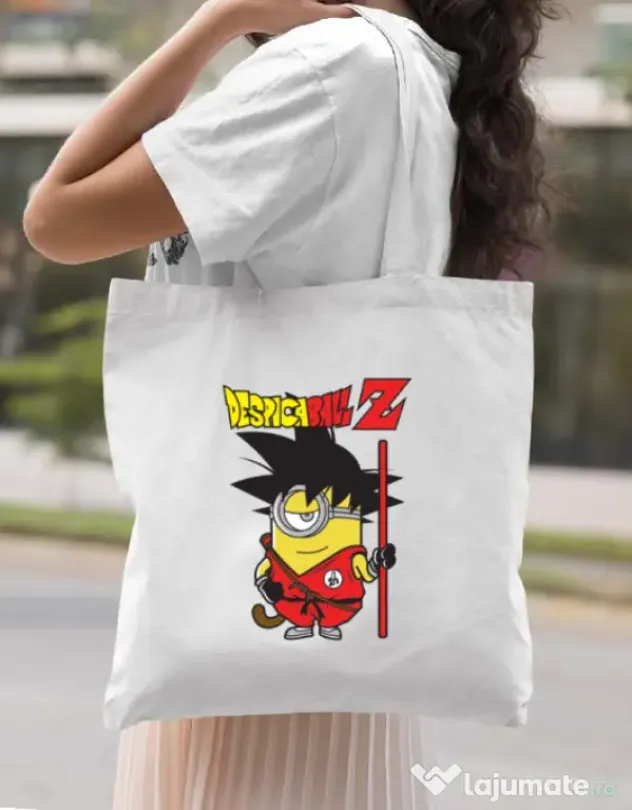 Sacosa din panza Despicaball Z Son Goku Alb