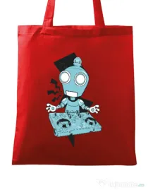 Sacosa din panza Dj robot Rosu