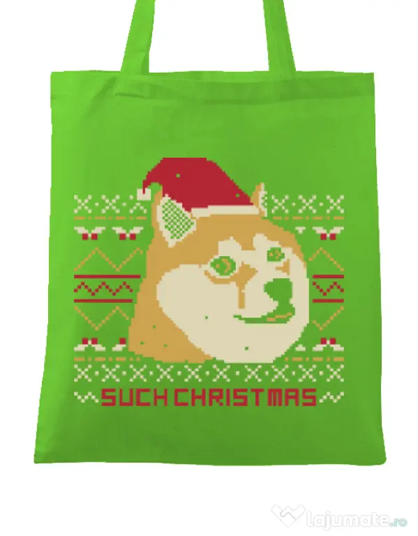 Sacosa din panza Doge christmas Verde mar
