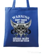 Sacosa din panza Don’t touch my bike Albastru regal