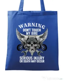 Sacosa din panza Don’t touch my bike Albastru regal