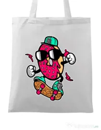 Sacosa din panza Donut skater Alb