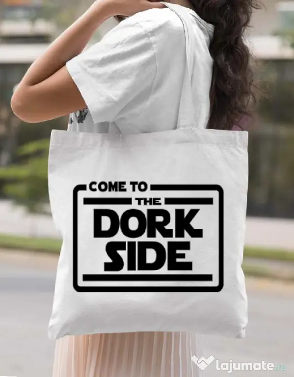 Sacosa din panza Dork side Alb