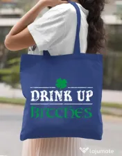 Sacosa din panza Drink up bitches Albastru regal