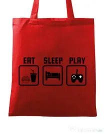 Sacosa din panza Eat sleep play Rosu