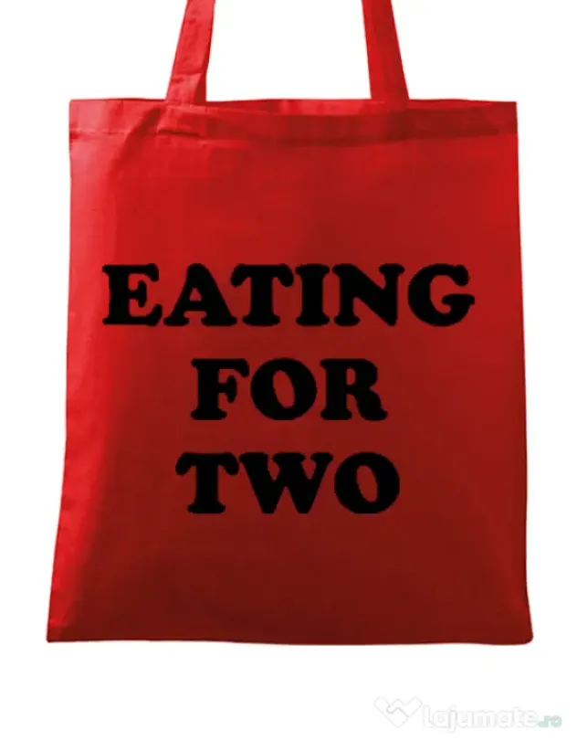Sacosa din panza Eating for two Rosu