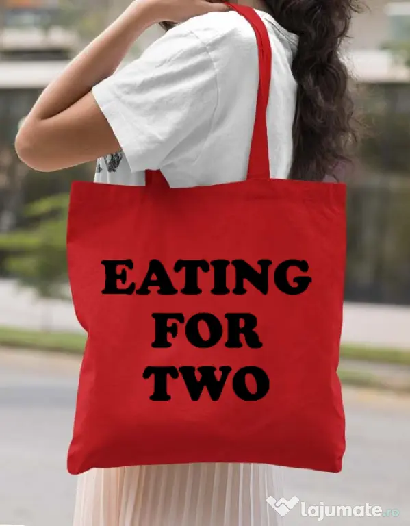 Sacosa din panza Eating for two Rosu