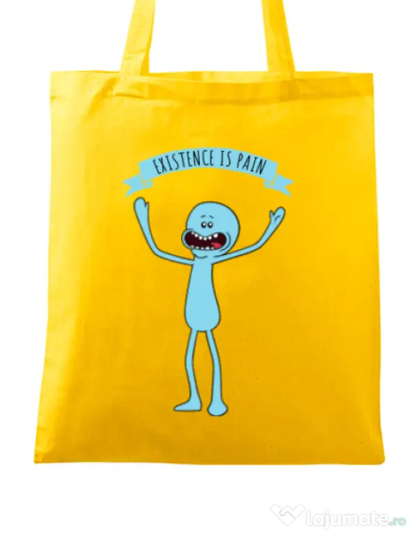 Sacosa din panza Existence is pain Galben