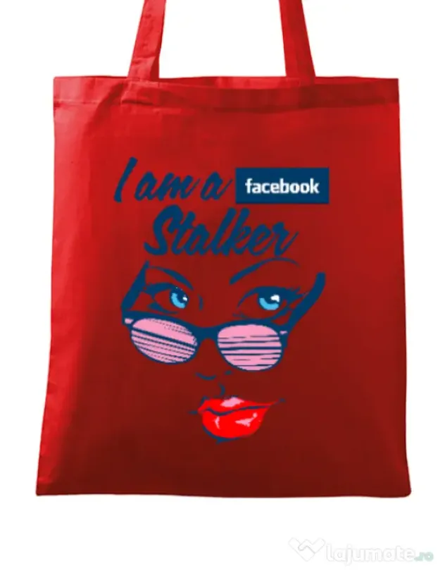 Sacosa din panza Facebook stalker Rosu