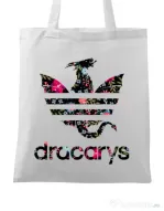 Sacosa din panza Flower dracarys Alb