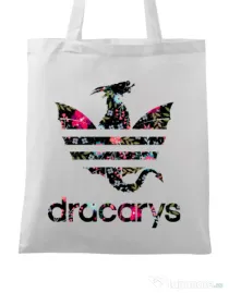 Sacosa din panza Flower dracarys Alb