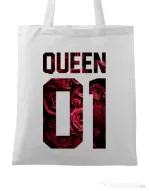 Sacosa din panza Flower queen Alb
