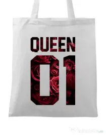 Sacosa din panza Flower queen Alb