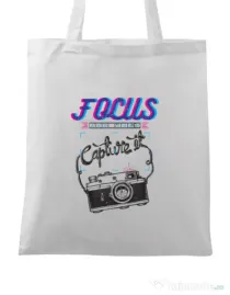 Sacosa din panza Focus and than Capture it Alb