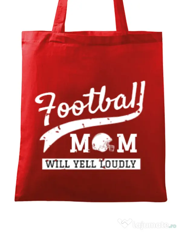 Sacosa din panza Football mom Rosu