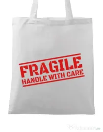 Sacosa din panza Fragile Alb