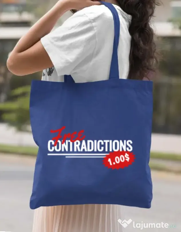 Sacosa din panza Free contradictions Albastru regal