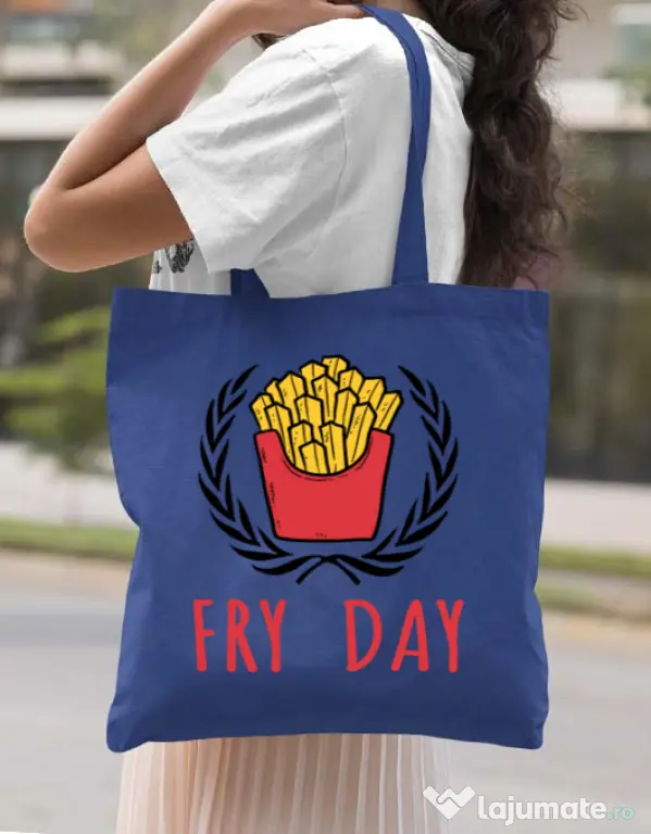 Sacosa din panza Fry Day Albastru regal