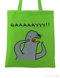 Sacosa din panza Funny seal Verde mar