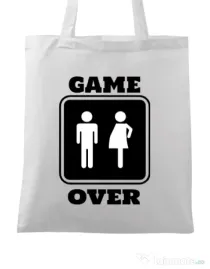 Sacosa din panza Game over pregnant Alb
