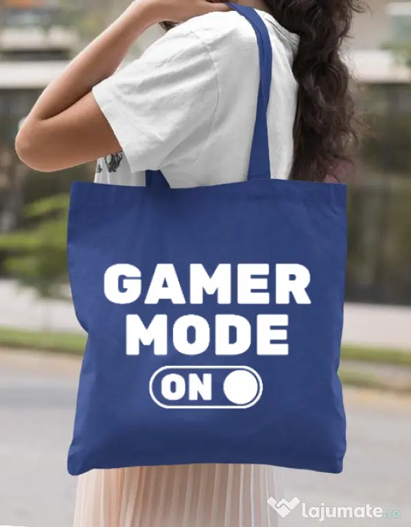 Sacosa din panza Gamer mode on Albastru regal