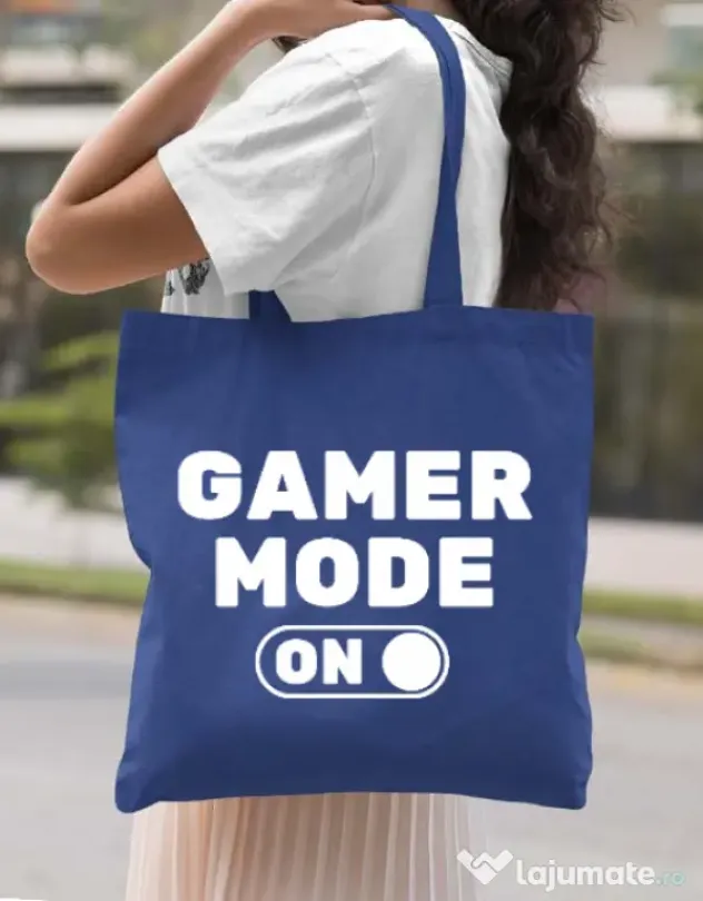 Sacosa din panza Gamer mode on Albastru regal