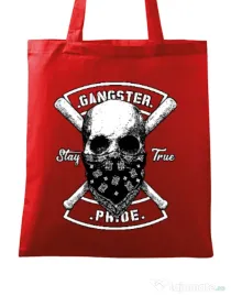 Sacosa din panza Gangster skull Rosu