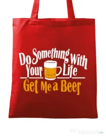 Sacosa din panza Get me a beer Rosu