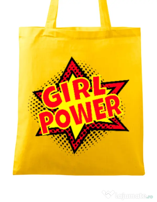 Sacosa din panza Girl power Galben