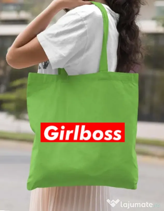 Sacosa din panza Girlboss Verde mar