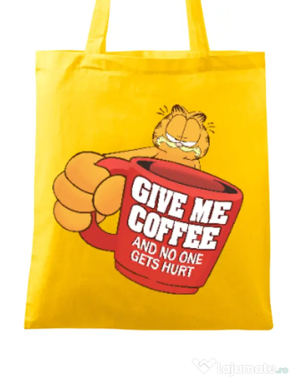 Sacosa din panza Give me coffee Galben